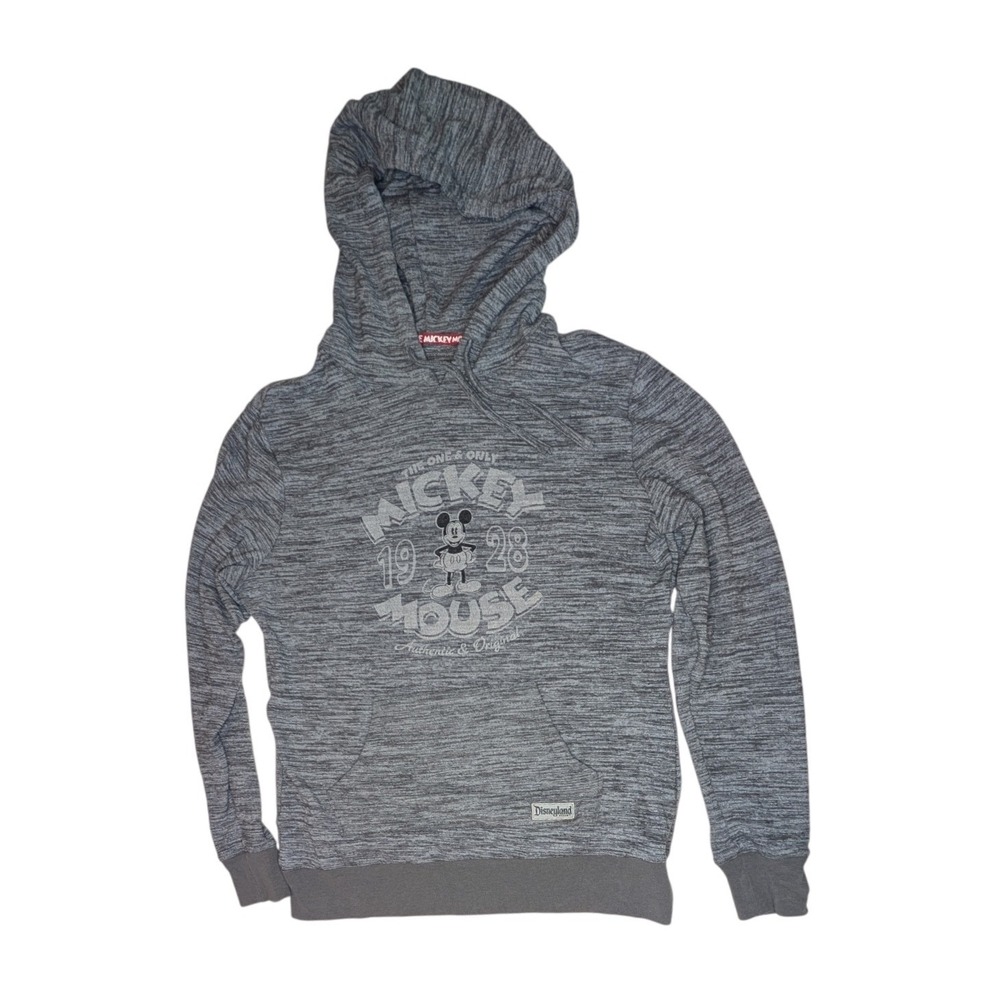 Disneyland Hoodie Womens L Gray Mickey Mouse Space Dye‎ Pullover Kangaroo Pocket